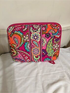 Vera Bradley Pink and Orange Floral Zippered Sleeve Laptop Bag/New